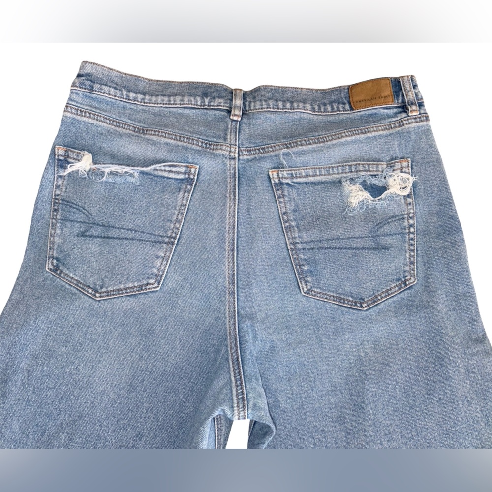 American Eagle Outfitters Ripped Distressed Jeans Size 14 Long High Rise Rigid - Picture 3 of 8
